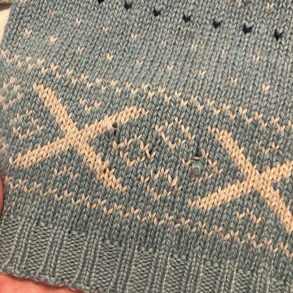 Vintage Figgjo Sweater Womens Wolsey Fair Isle Made in Norway Knit Blue Wool Ski - Picture 7 of 9